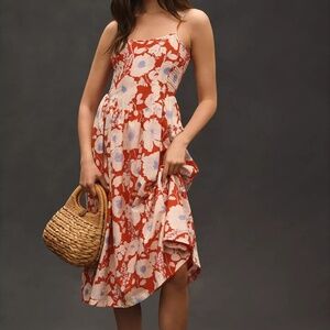 Anthropologie NWT Maeve Sleeveless Square-Neck Drop-Waist Midi Dress